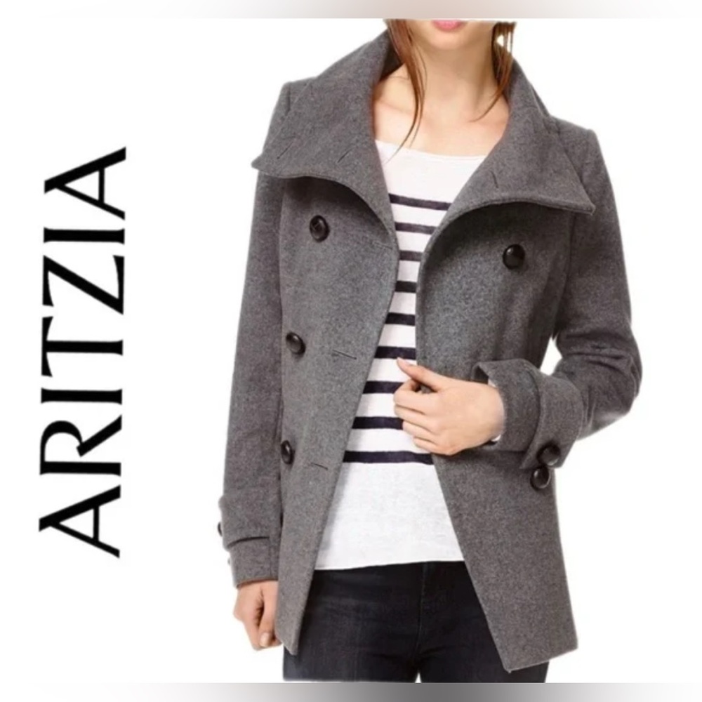 Babaton Grey Pea Coat Size M
